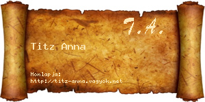 Titz Anna névjegykártya
